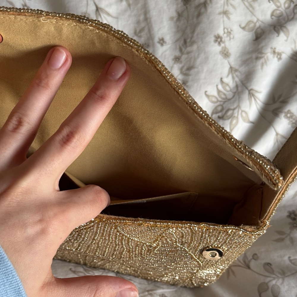 Anthropologie Gold Beaded Women's Bag - Picture 7 of 7